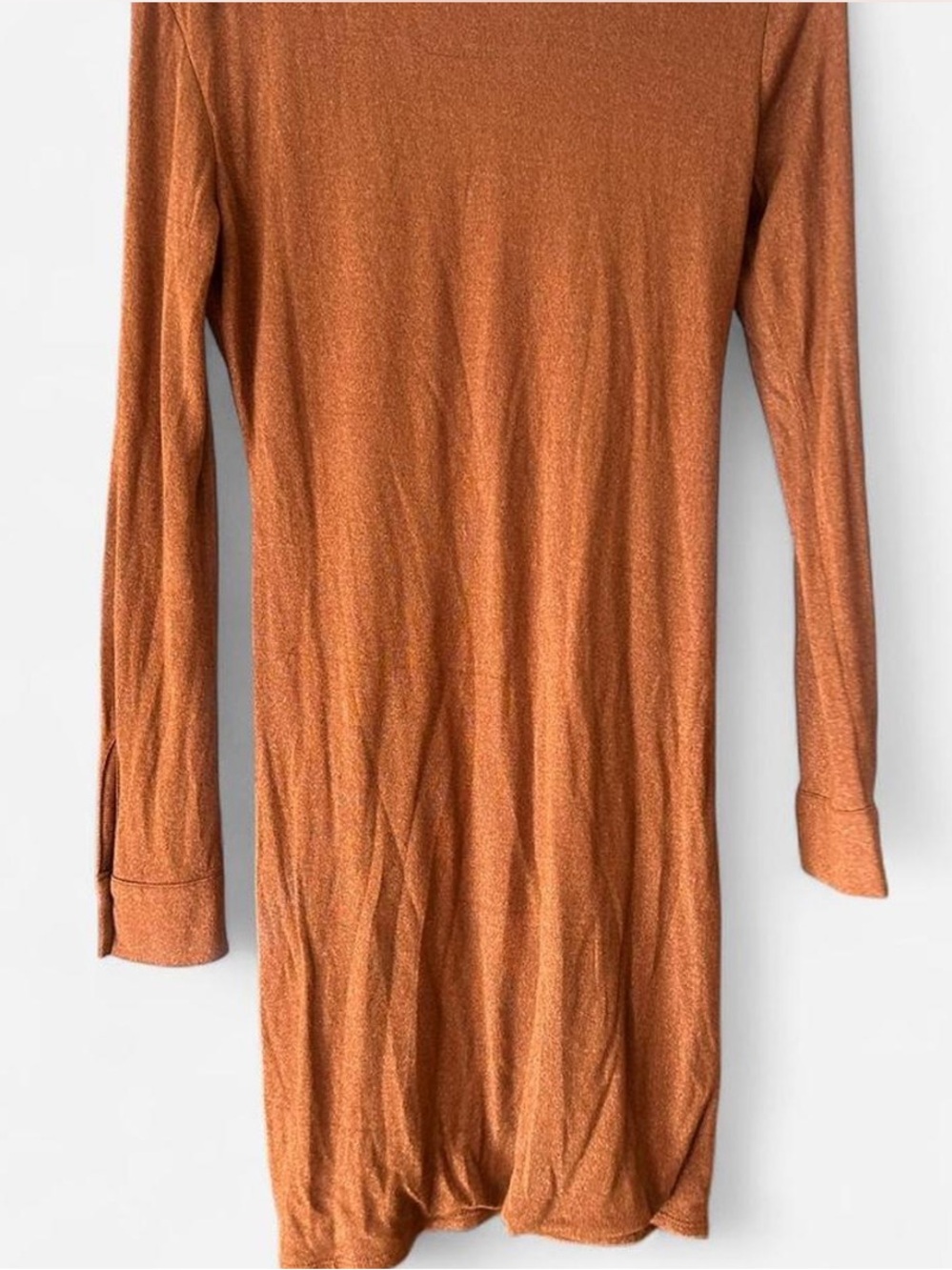 l*space Rust Button-Front Ruched Long Sleeve Dress - Picture 4 of 4